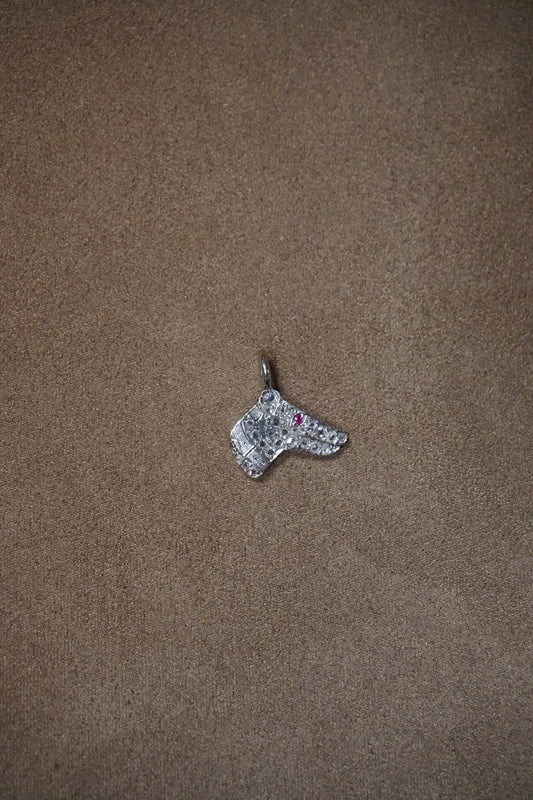 Platinum & rose cute diamond dog charm